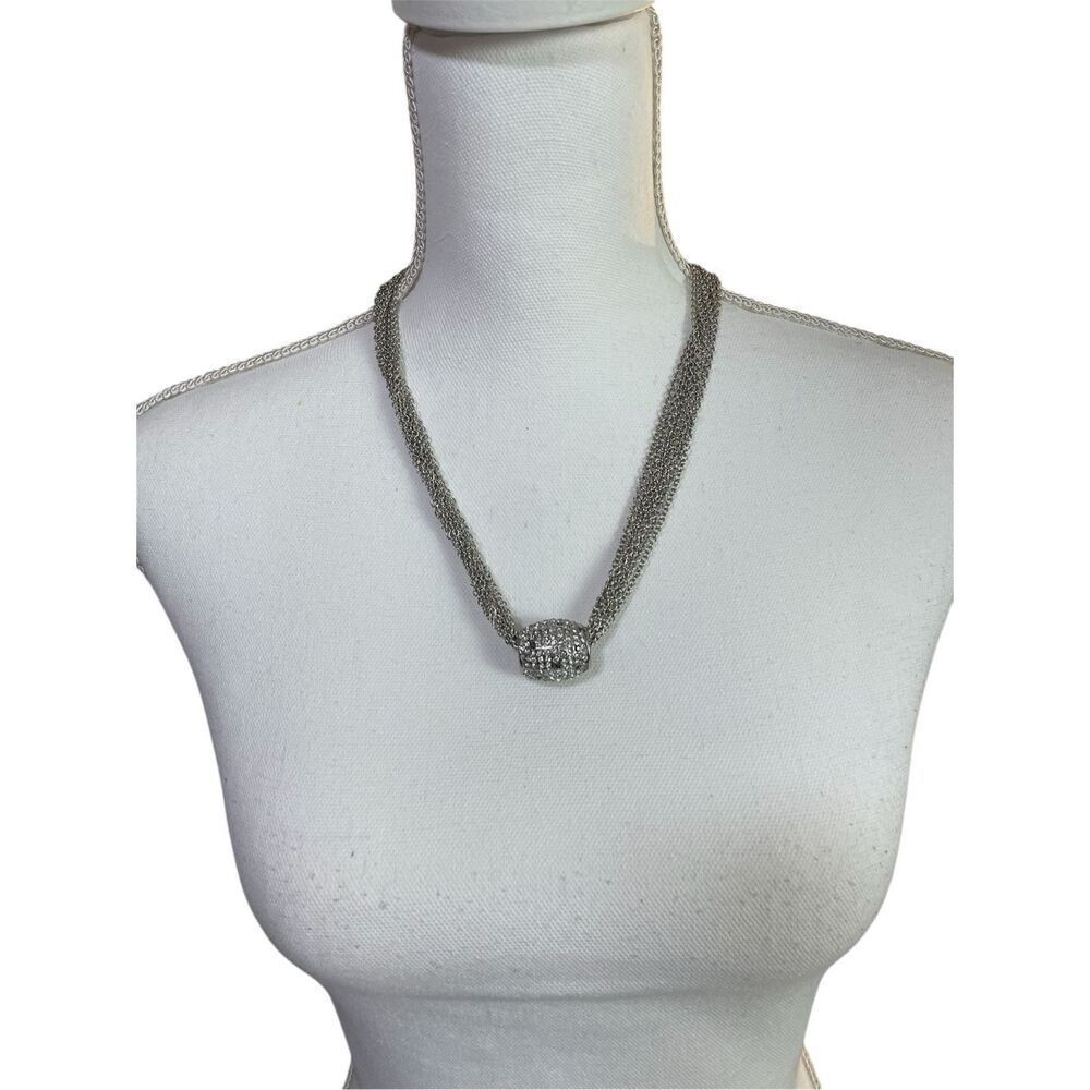 CHICOS "GIANNA" NECKLACE Silver and Crystal Adjustable Length New
